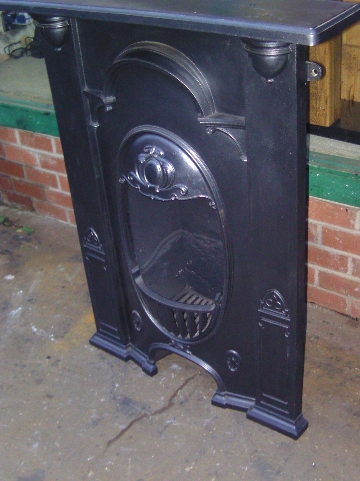 photo for sale Arts And Crafts Tall Cast Iron Combination Fireplace. Fireplace Surround Antique