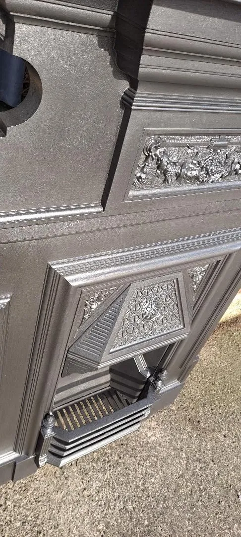photo vintage Victorian Cast Iron Combination Fireplace Original  Antique  Fireplace Surround
