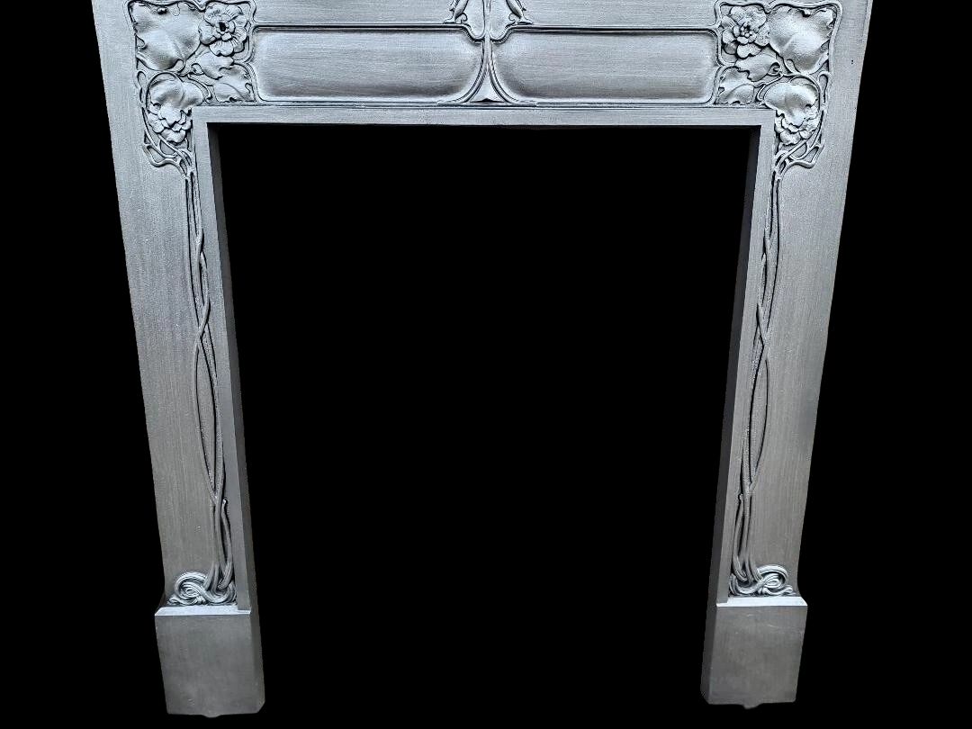 Antique Victorian Art Nouveau Cast Iron Fireplace Fire Woodburner Surround photo 1250.0