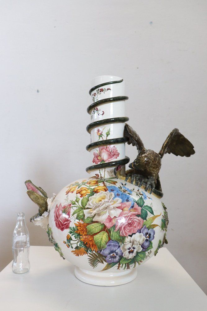 Ceramic Vase With Relief Figures Of Eagle And Crocodile, Early 20th Century photo furniture