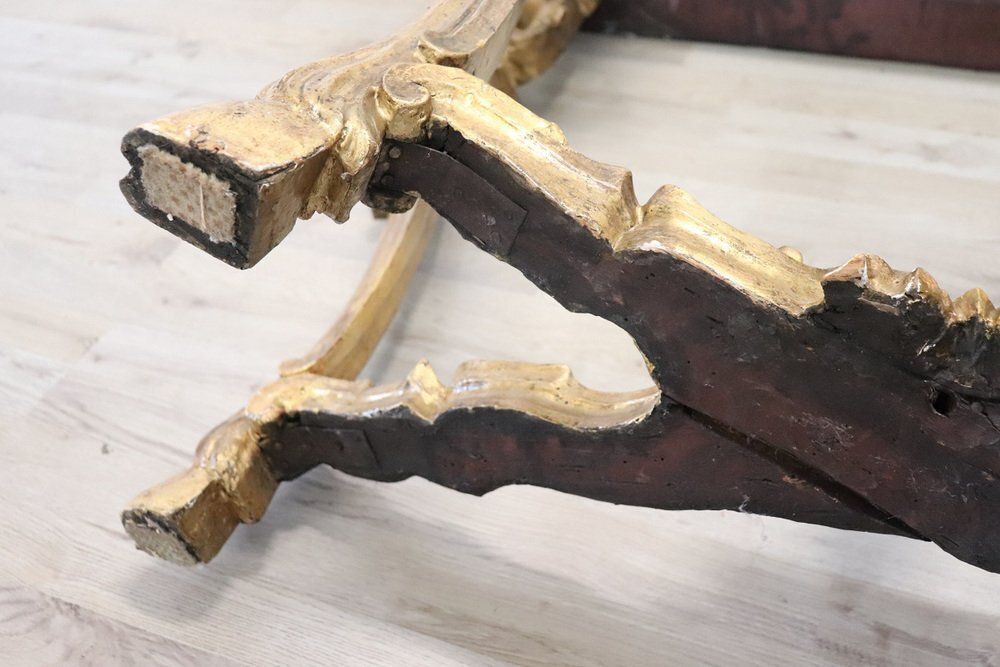 Antique Carved And Gilded Wood Console Table With Marble Top, 18th Century photo furniture
