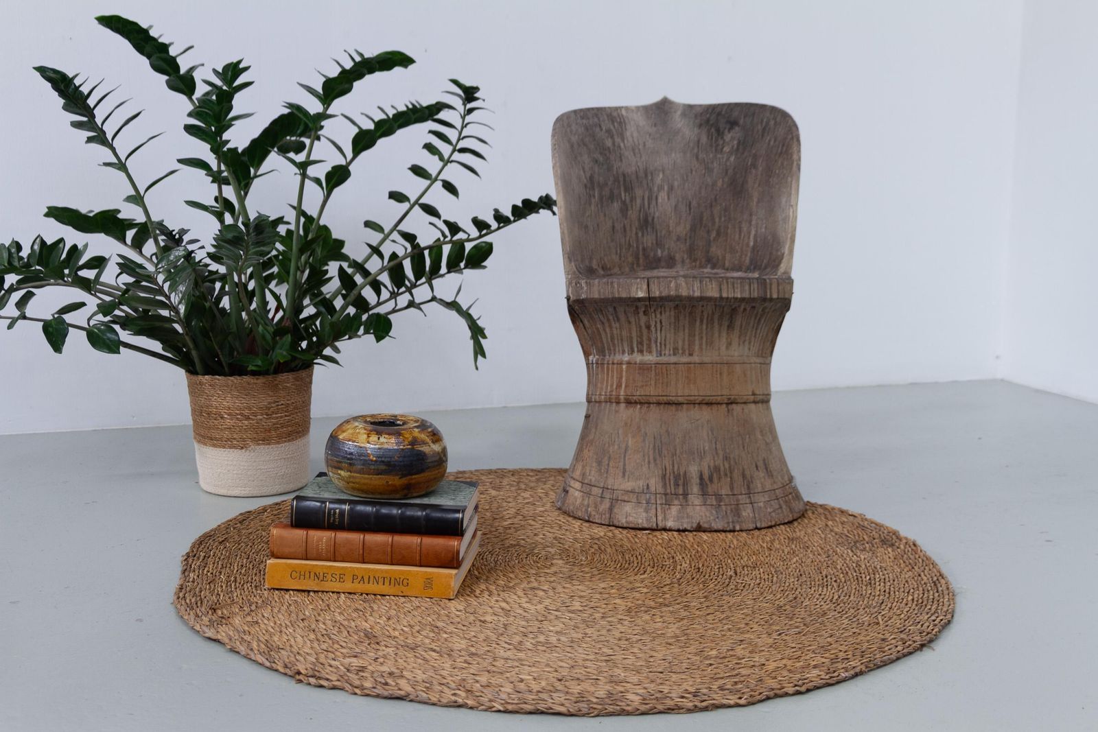 photo vinterior Antique Norwegian Kubbestol (Stump Chair), With Carvings, 1800s.