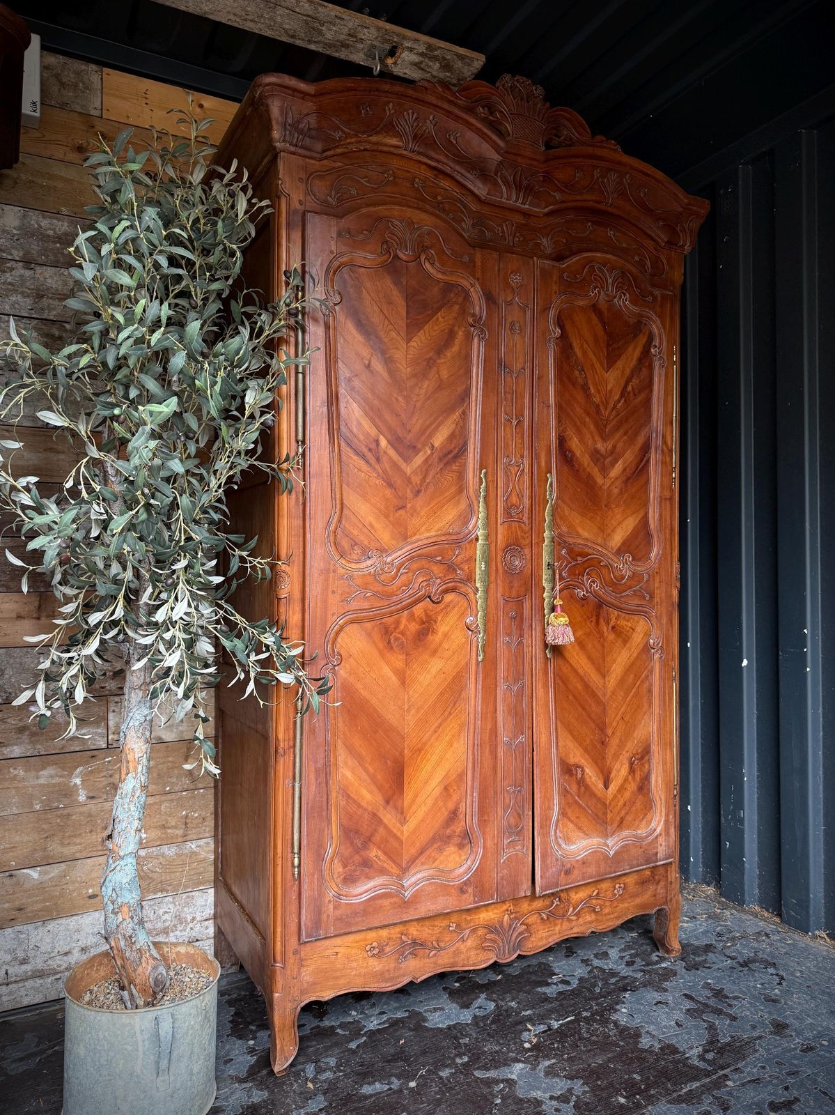 Stunning Imposing Antique French Cherrywood Armoire photo Furniture