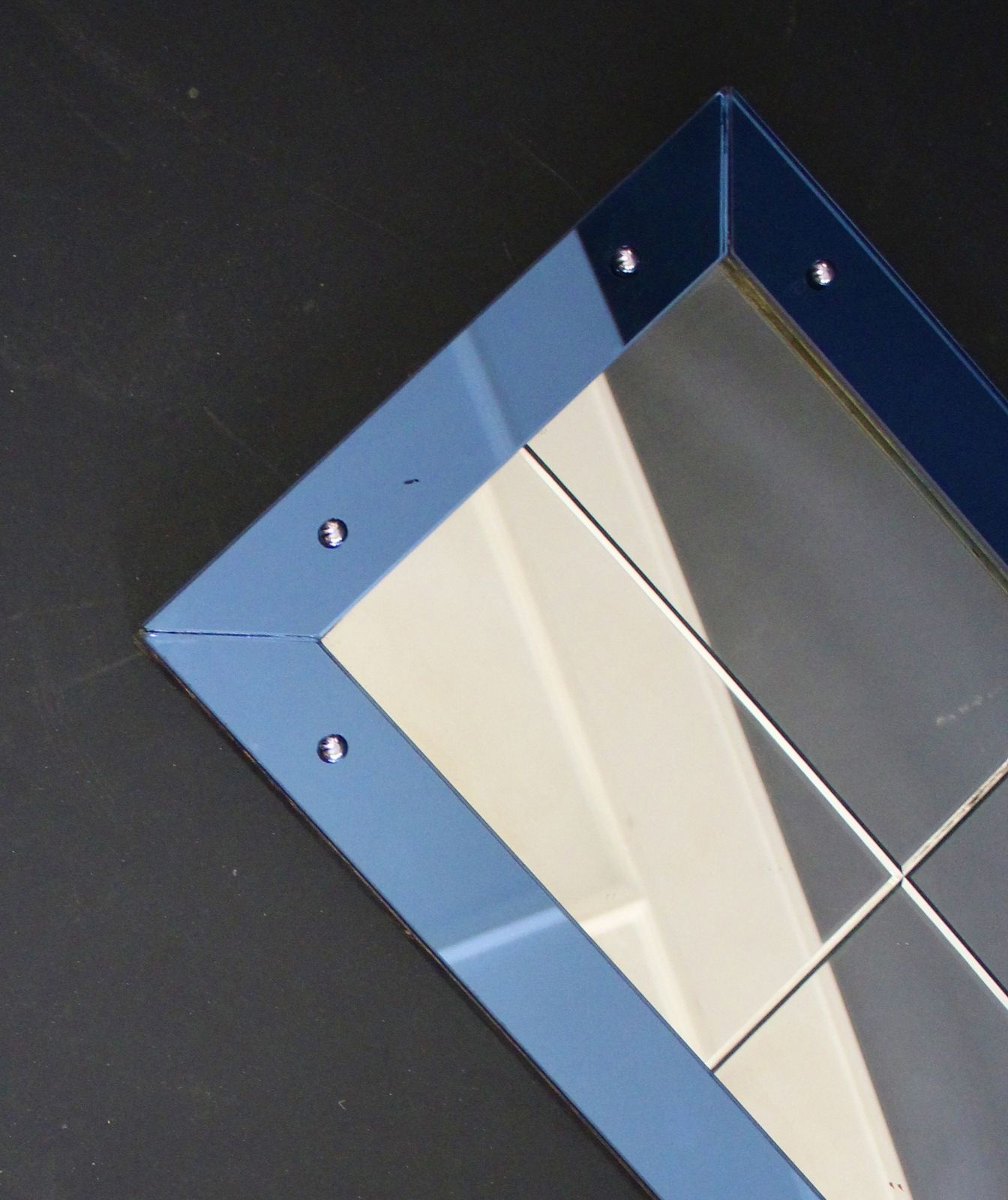 Art Deco Cobalt Blue Framed Wall Mirror photo furniture