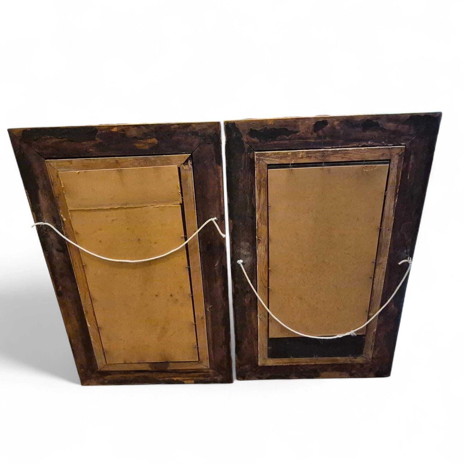 photo furniture Antique Victorian Reverse Painted Mirror – Oak Frame Vine Design, Decorative Wall Mirror, 19th Century Home Decor