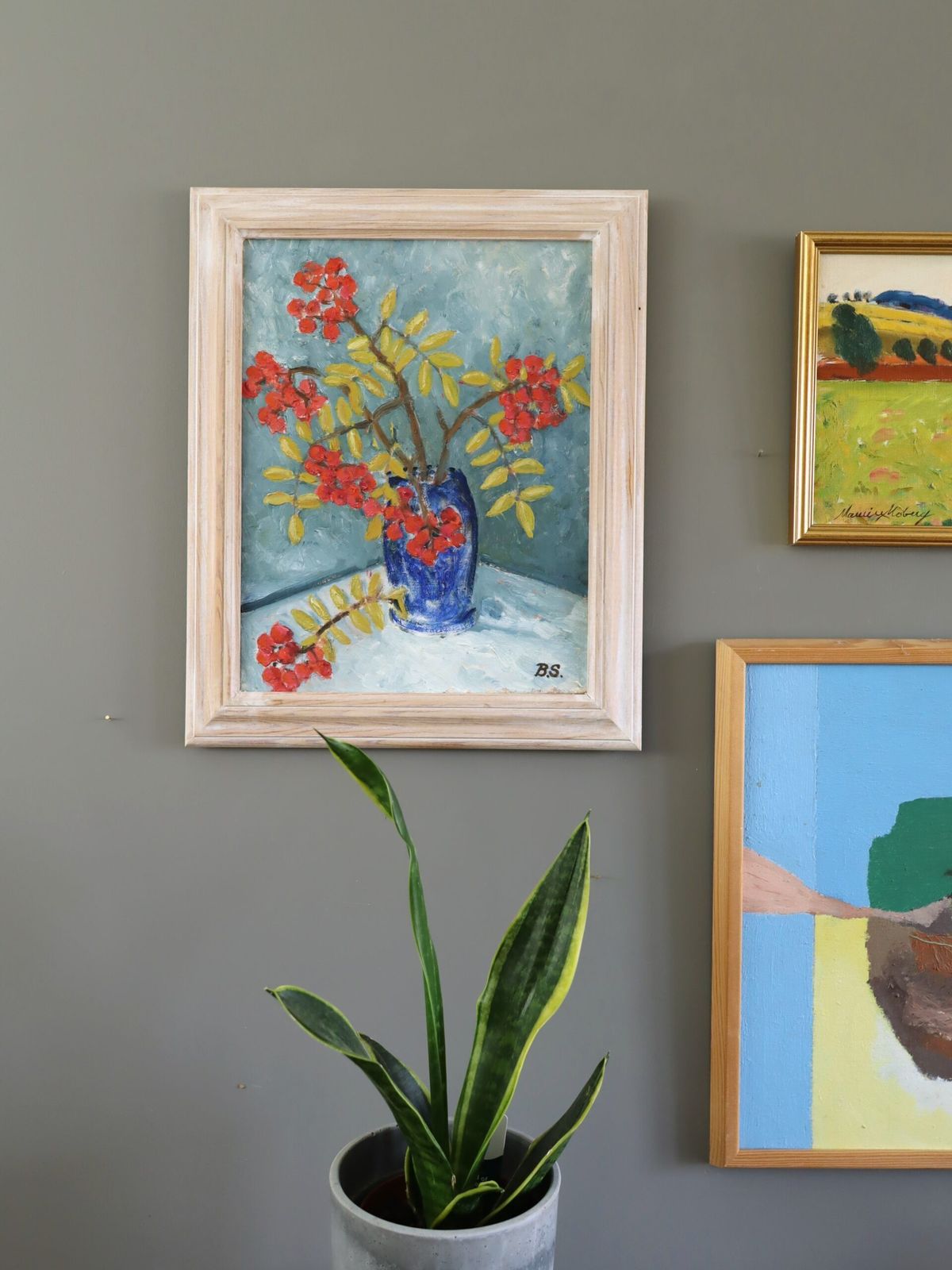 Oil Painting Red Rowan Berries photo furniture
