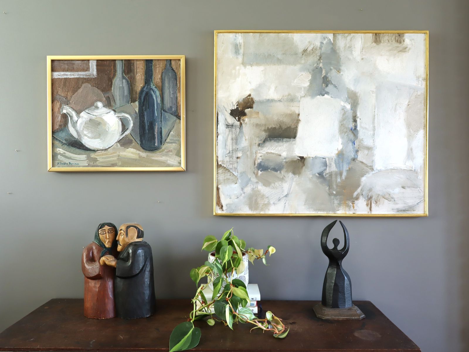 Teapot & Bottles Oil Painting, Mid 20th Century photo furniture
