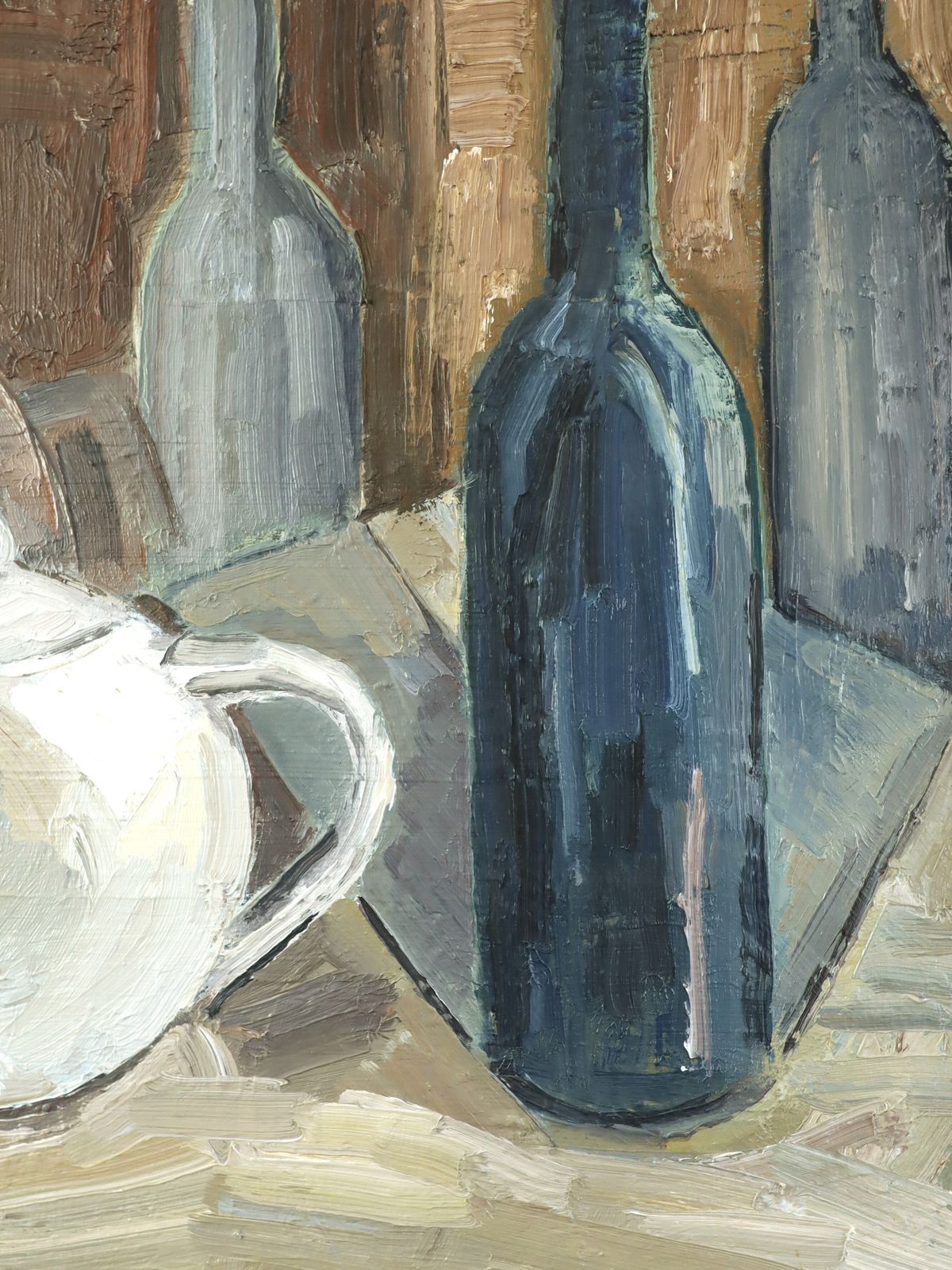 photo furniture Teapot & Bottles Oil Painting, Mid 20th Century