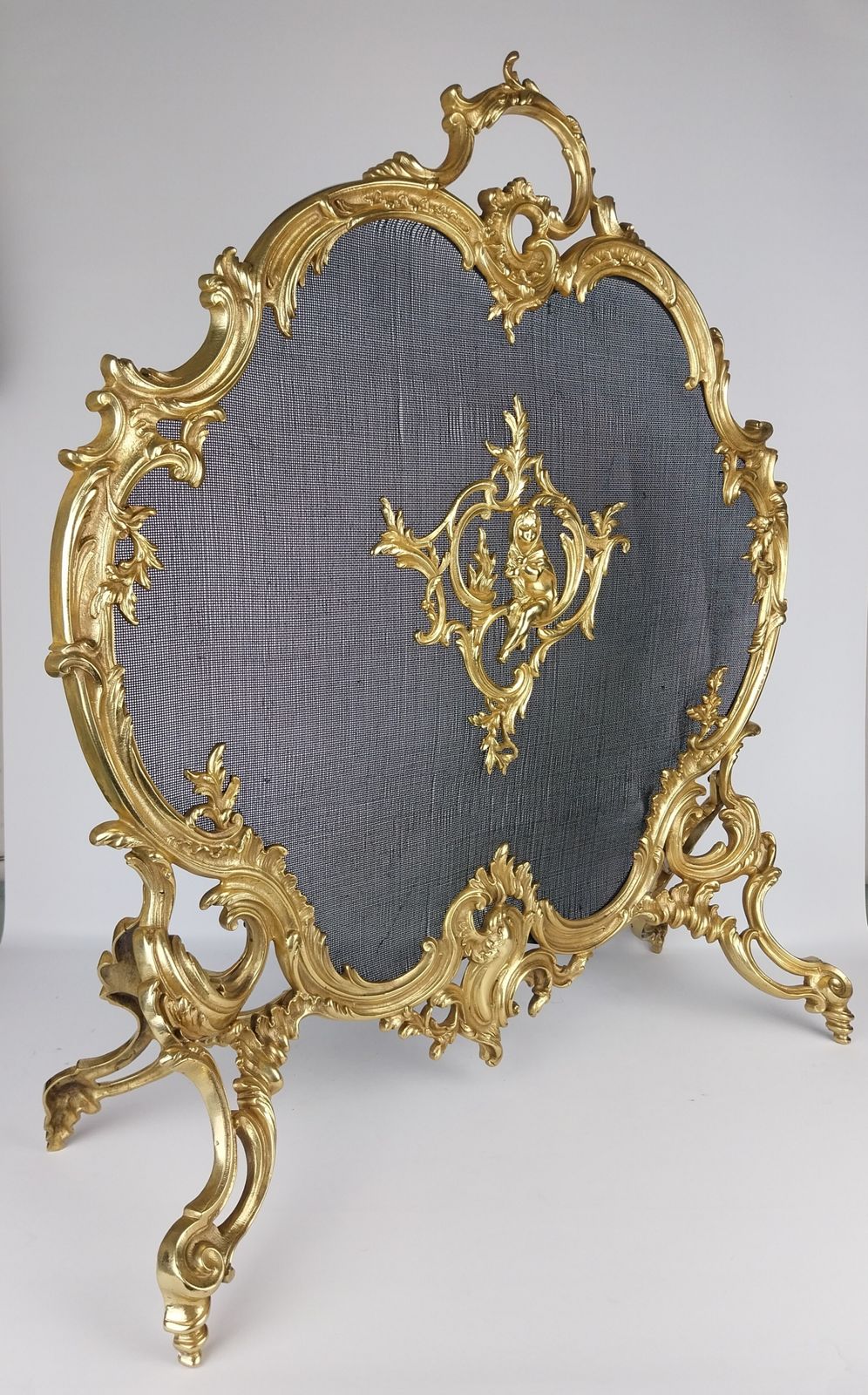 Gilt Bronze Fire Screen, 1900s photo vintage