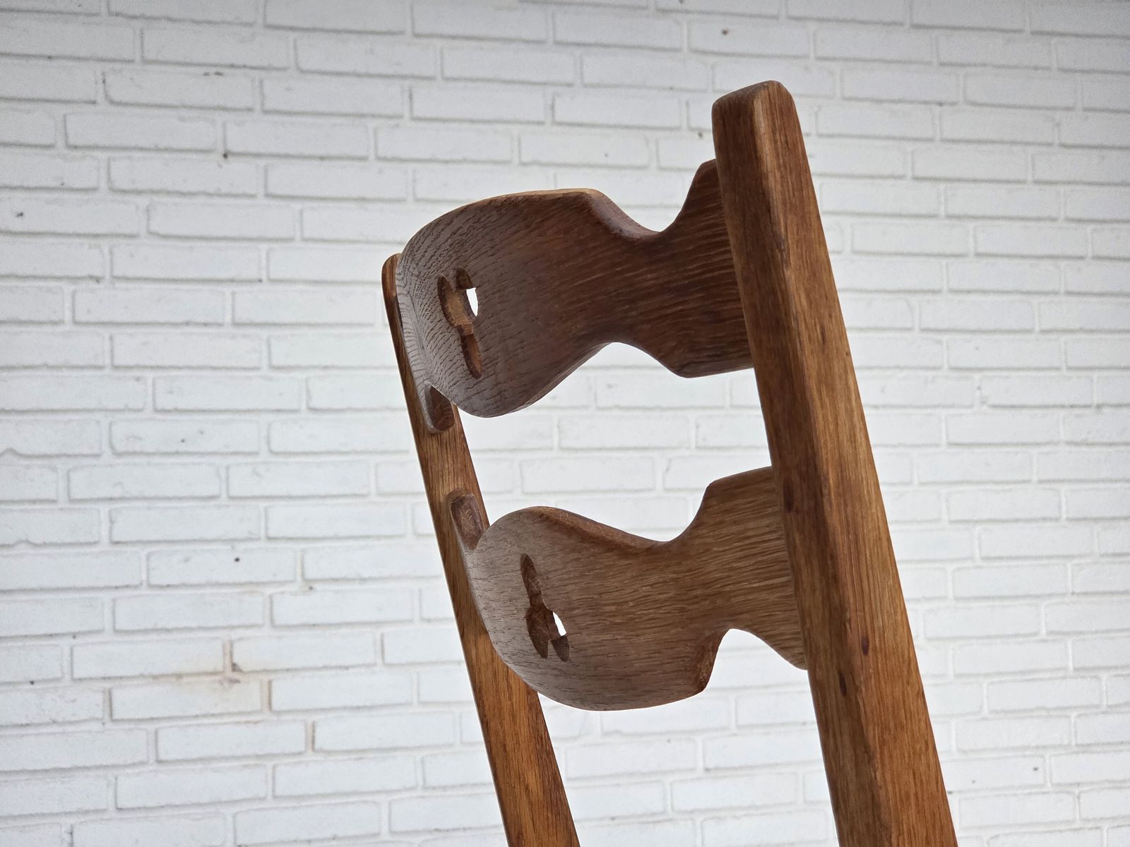 photo for sale 1960s, Set Of 4 Pcs Danish Dining Chairs, Furniture Wool, Solid Oak Wood.
