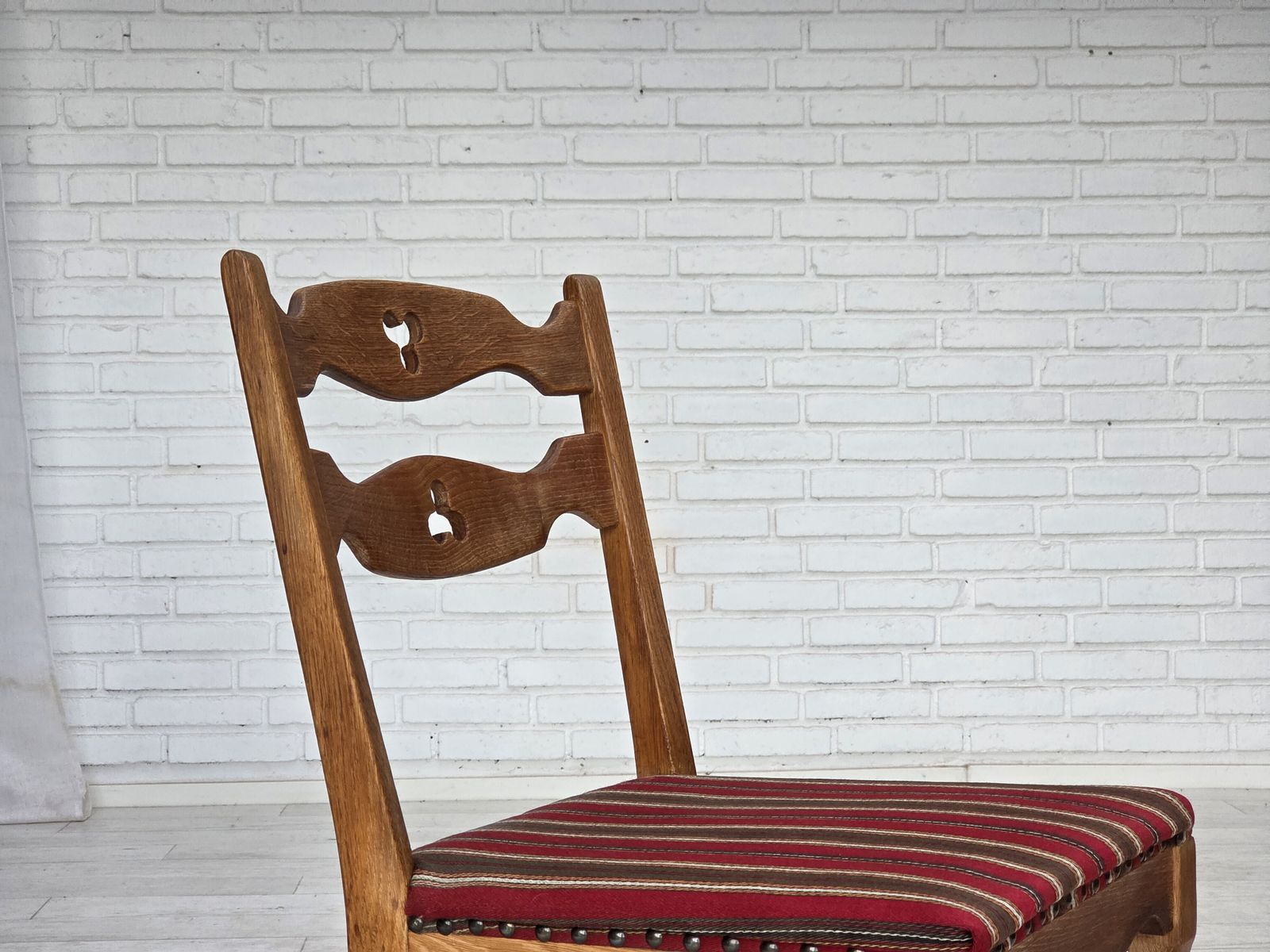 970.0 1960s, Set Of 4 Pcs Danish Dining Chairs, Furniture Wool, Solid Oak Wood. photo