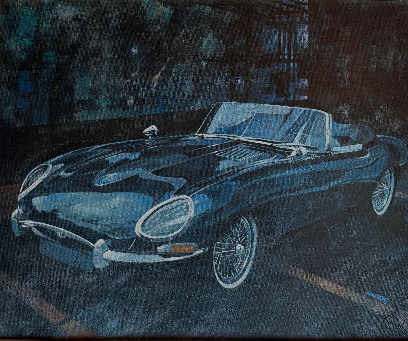 Juan Carlos Ferrigno Jaguar E Type Roadster (Series 1) Oil On Canvas C.2010