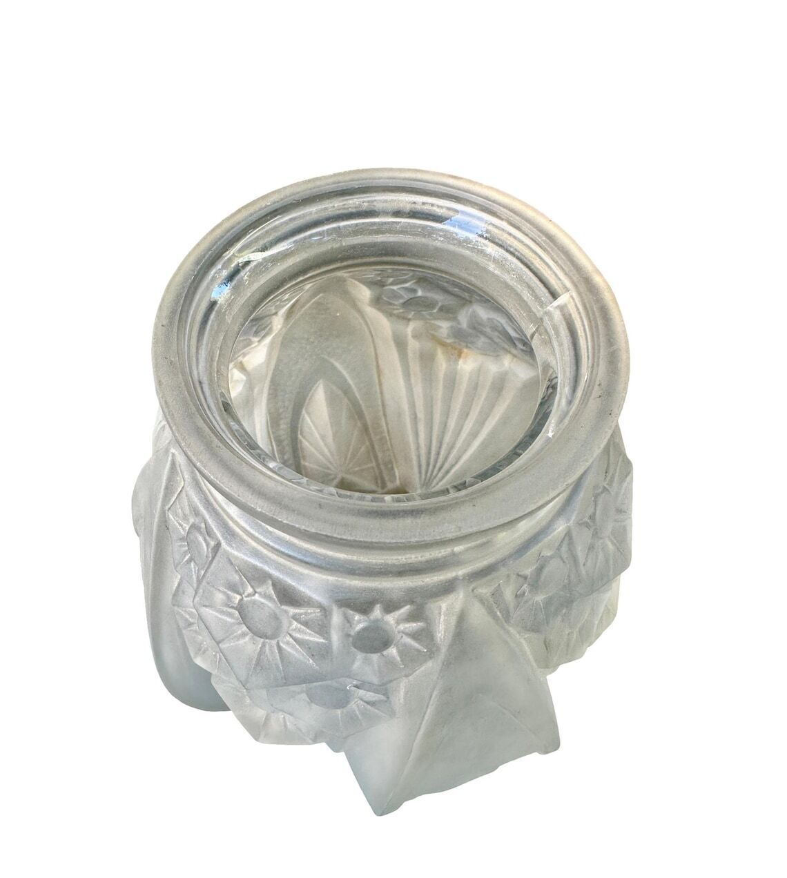 Art Deco Glass Vase Signed Muller Frères French Molded Pressed Glass Circa 1930 Frosted Geometric Design Gift For Her photo vinterior