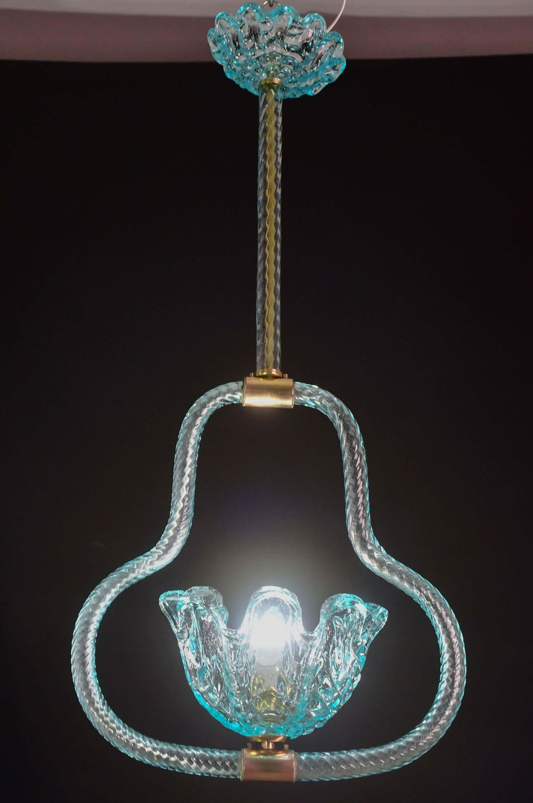 Blu Acquamarine Murano Glass Chandelier By Barovier E Toso Light, 1940s photo Lighting
