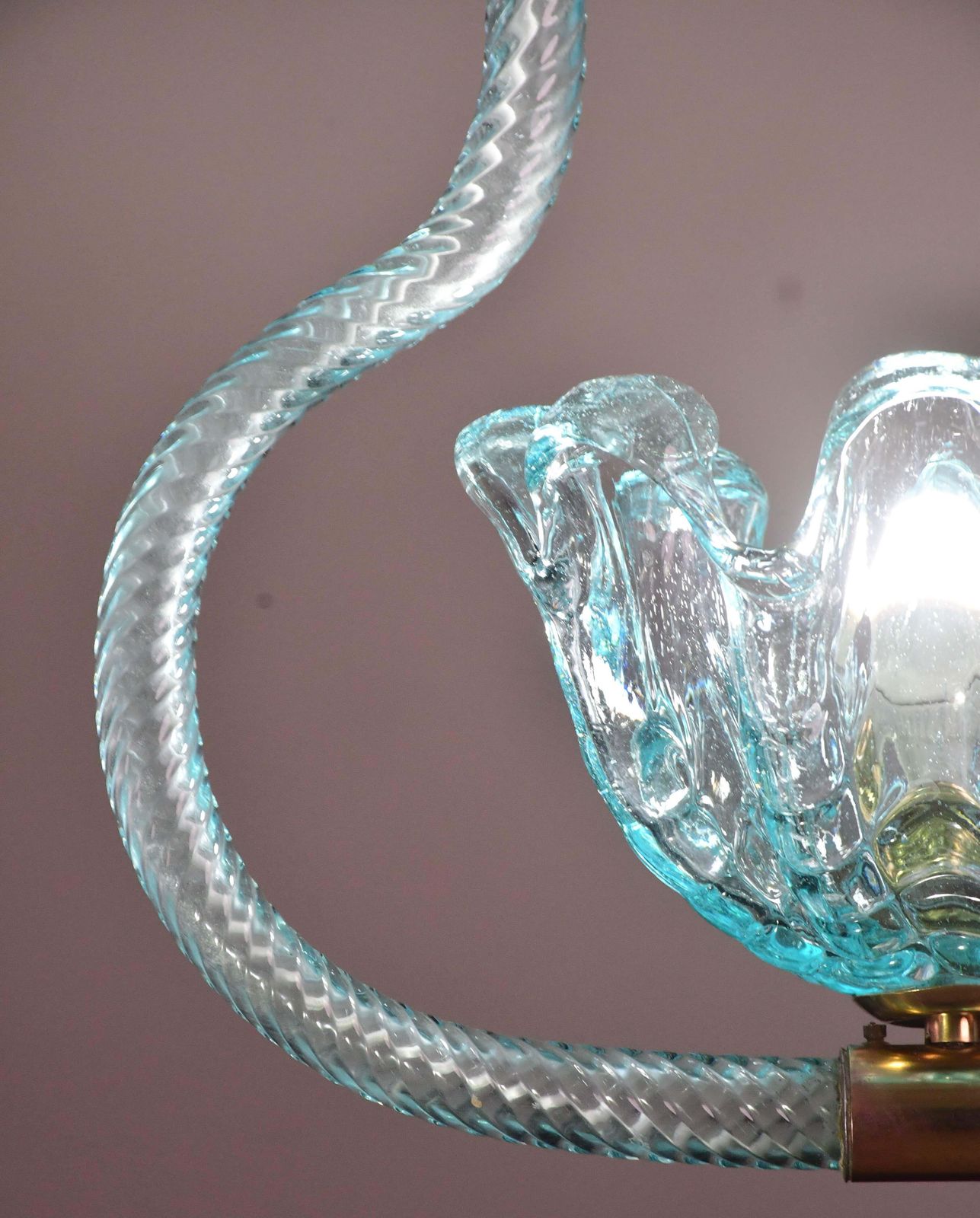 photo vinterior Blu Acquamarine Murano Glass Chandelier By Barovier E Toso Light, 1940s