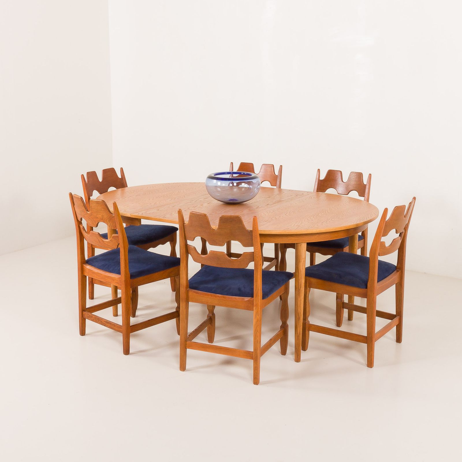 Danish Mid Century Oak Round Table With One Extra Leaf, 1960s photo furniture