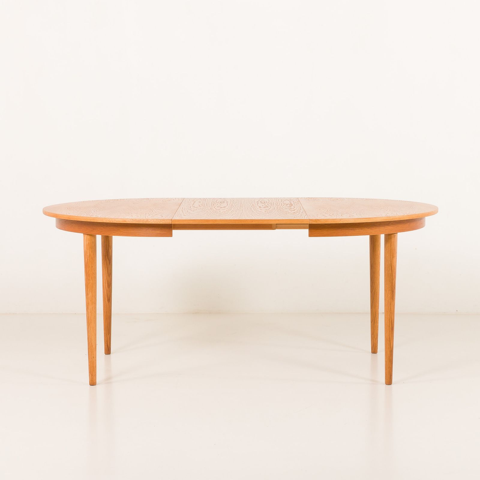 Danish Mid Century Oak Round Table With One Extra Leaf, 1960s photo Furniture