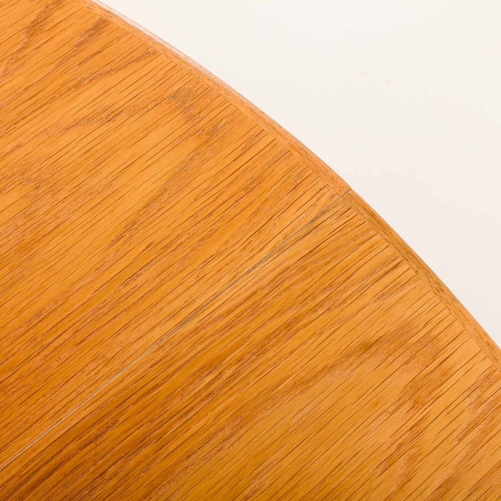 Danish Mid Century Oak Round Table With One Extra Leaf, 1960s photo buy