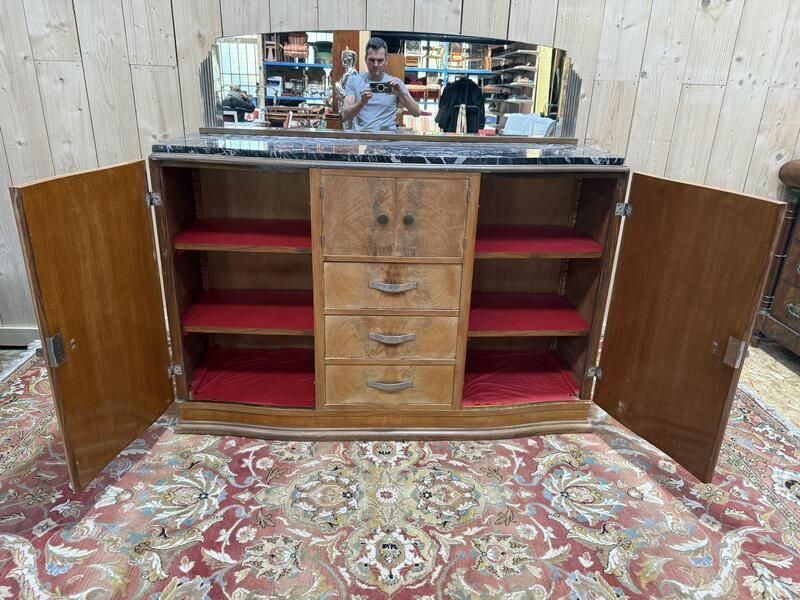Buffet Bas époque Arr Déco Avec Miroir Et Marbre photo vinterior