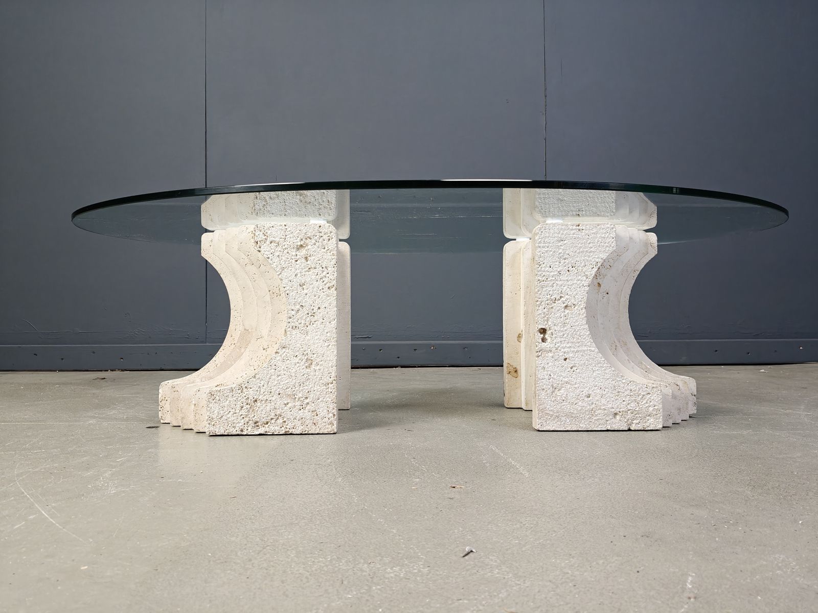 Travertine Coffee Table In The Manner Of Carlo Scarpa, 1970s photo vintage