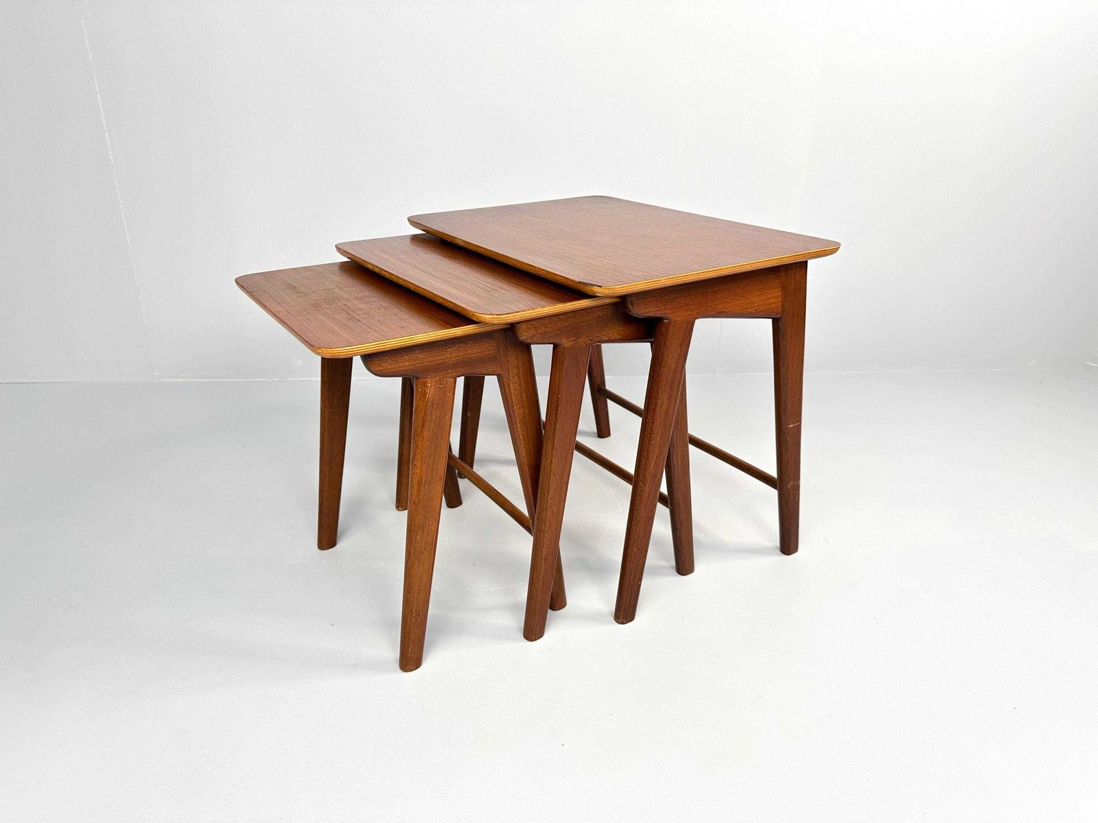Vintage Teak Wood 3 Piece Nesting Tables – Netherlands, 1960s