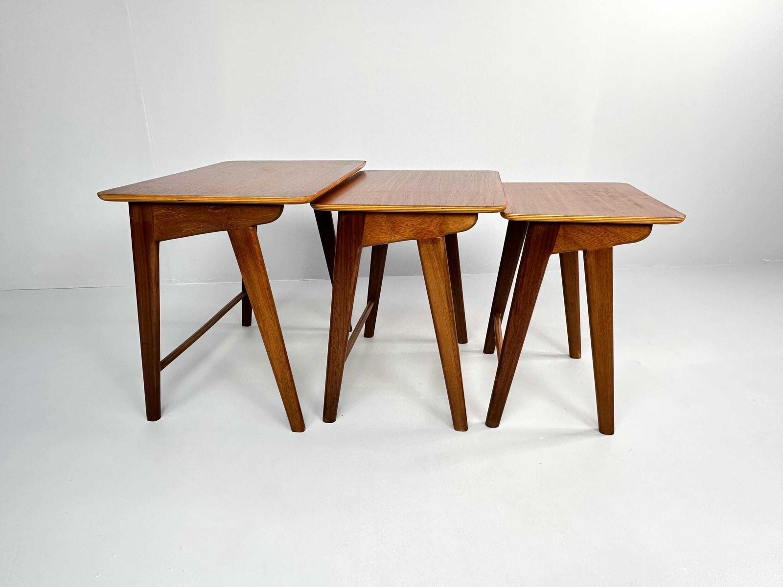Vintage Teak Wood 3 Piece Nesting Tables – Netherlands, 1960s photo vintage