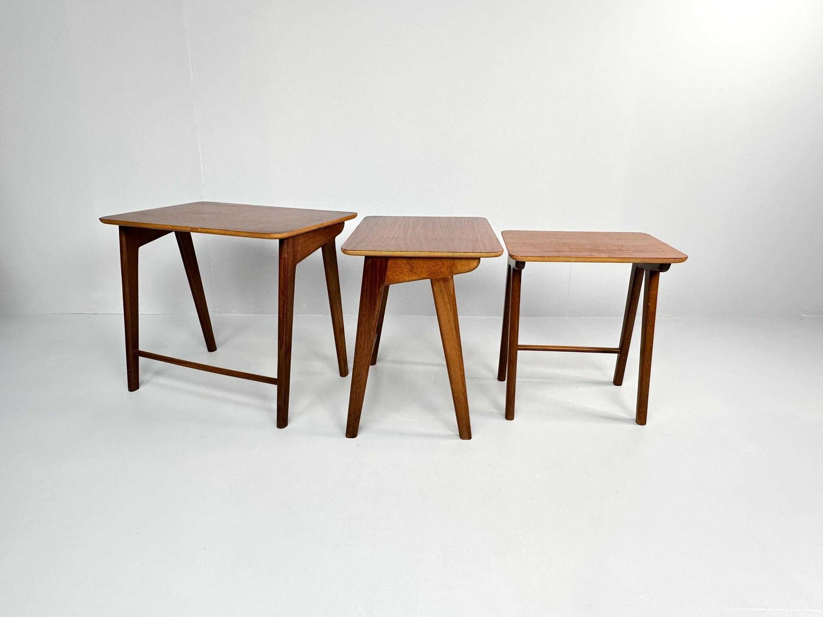 photo for sale Vintage Teak Wood 3 Piece Nesting Tables – Netherlands, 1960s