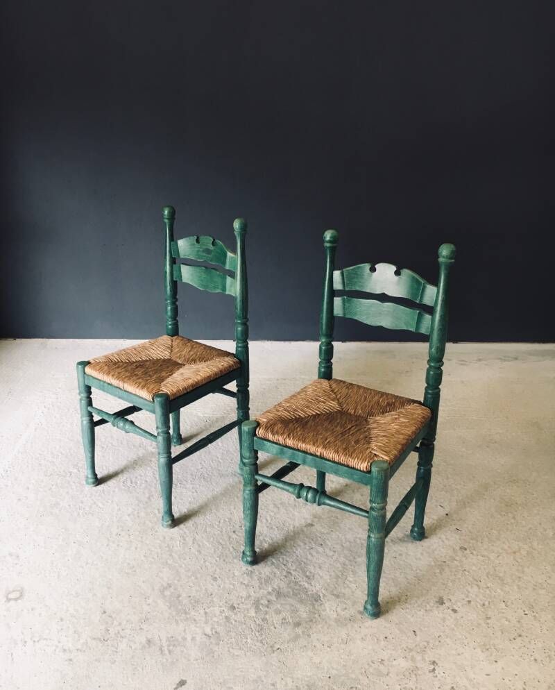 Austrian Alps Rustic Design Green Side Chairs, Austria 1950's photo Furniture