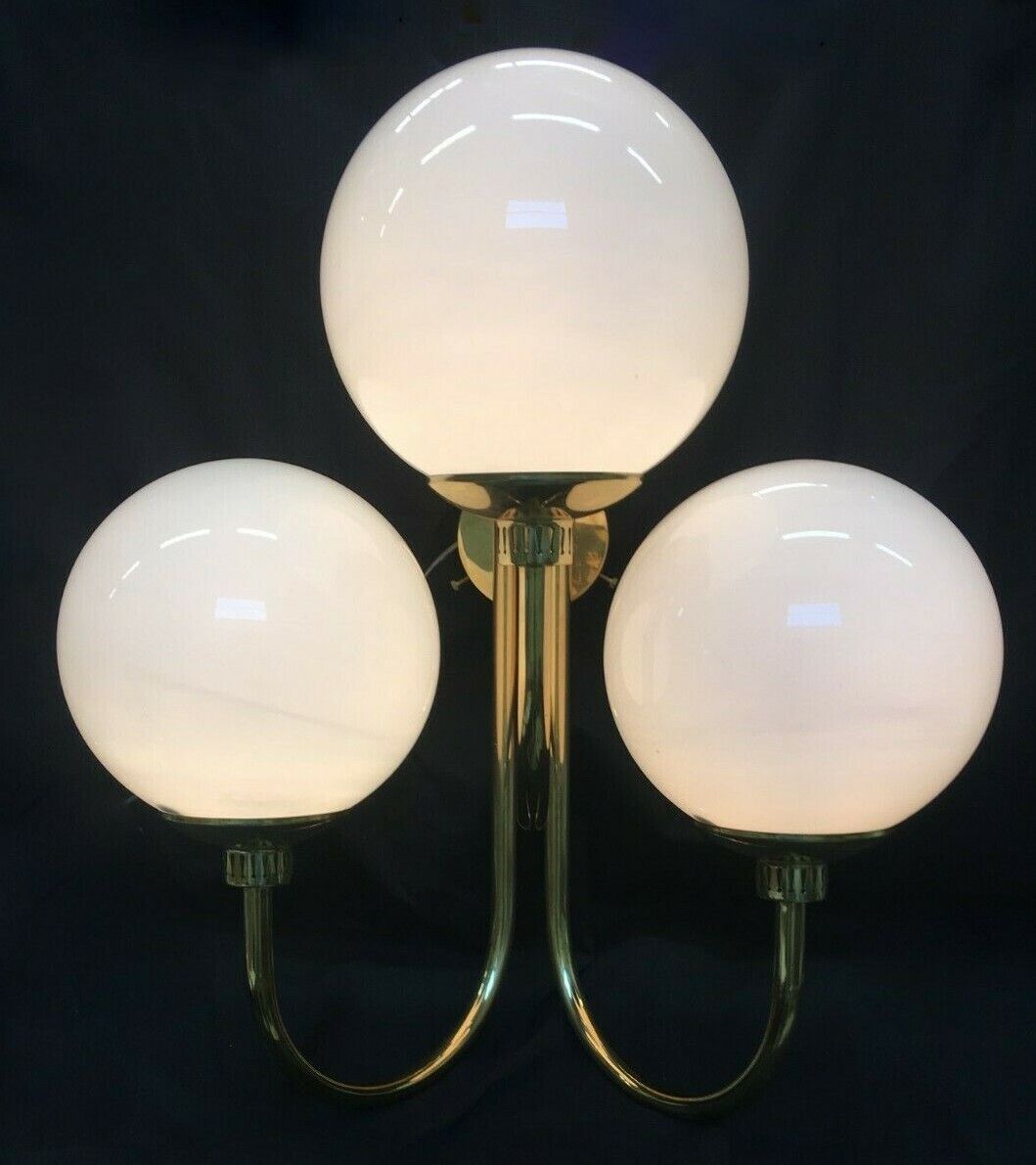 Pair Of Brass Sconces With Murano Glass Ball