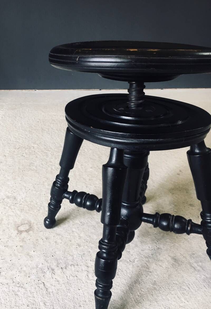 Early 20th Century Design Black Stained Piano Stool photo buy