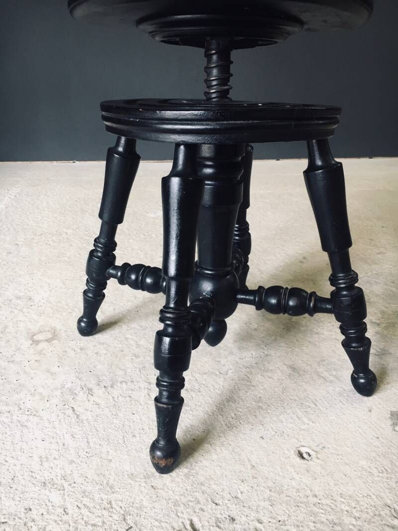 photo furniture Early 20th Century Design Black Stained Piano Stool