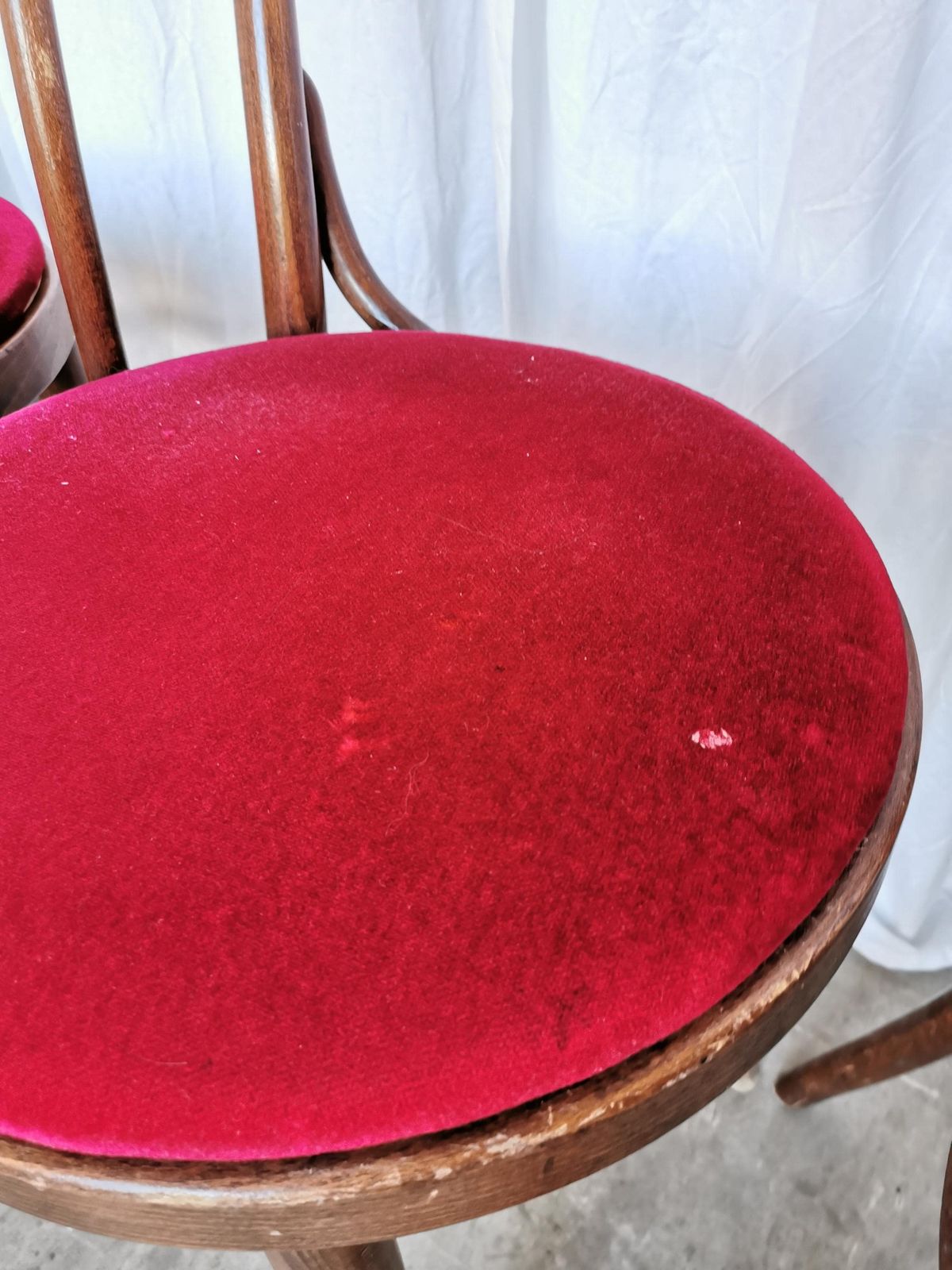 1 Of 20 Vintage Bentwood Dining Chairs Set: 1970s Thonet Style, Red Upholstery photo furniture