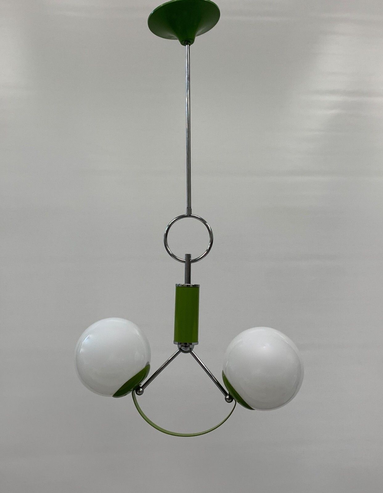 Stilnovo Attributed Pendant Chandelier Made In Italy Green photo for sale
