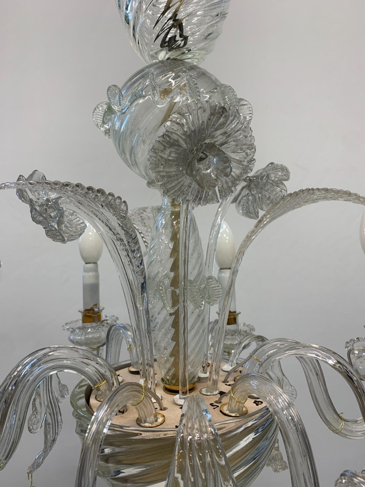 Restored Chandelier Attributed To Seguso 1940 6 Lights Glass Candles photo Lighting