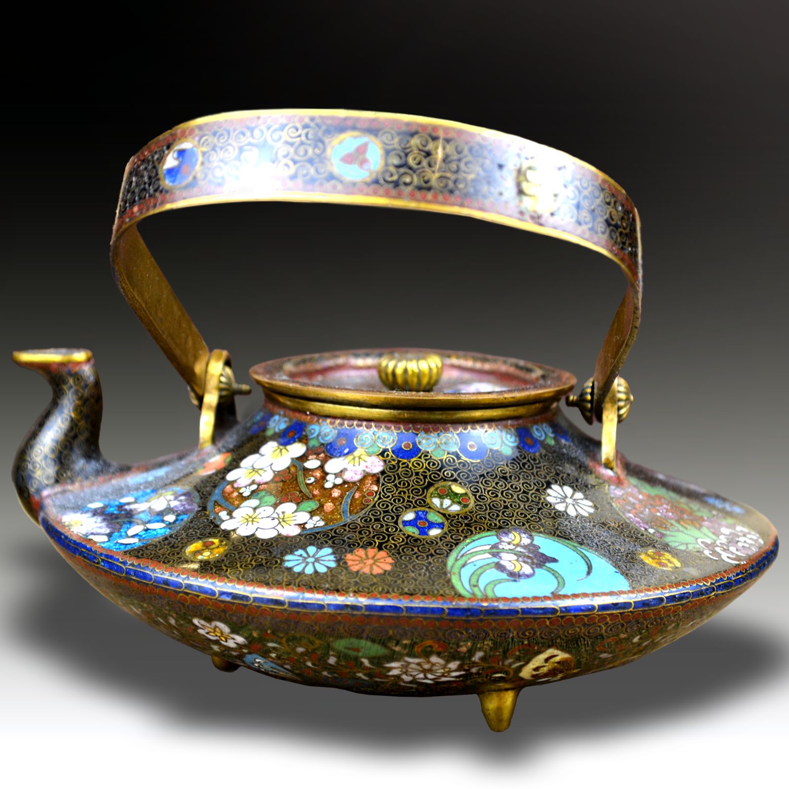 Japanese Cloisonne Sake Pot Attrib. Takahara Komajiro  Meiji Outstanding Quality photo Home Decor