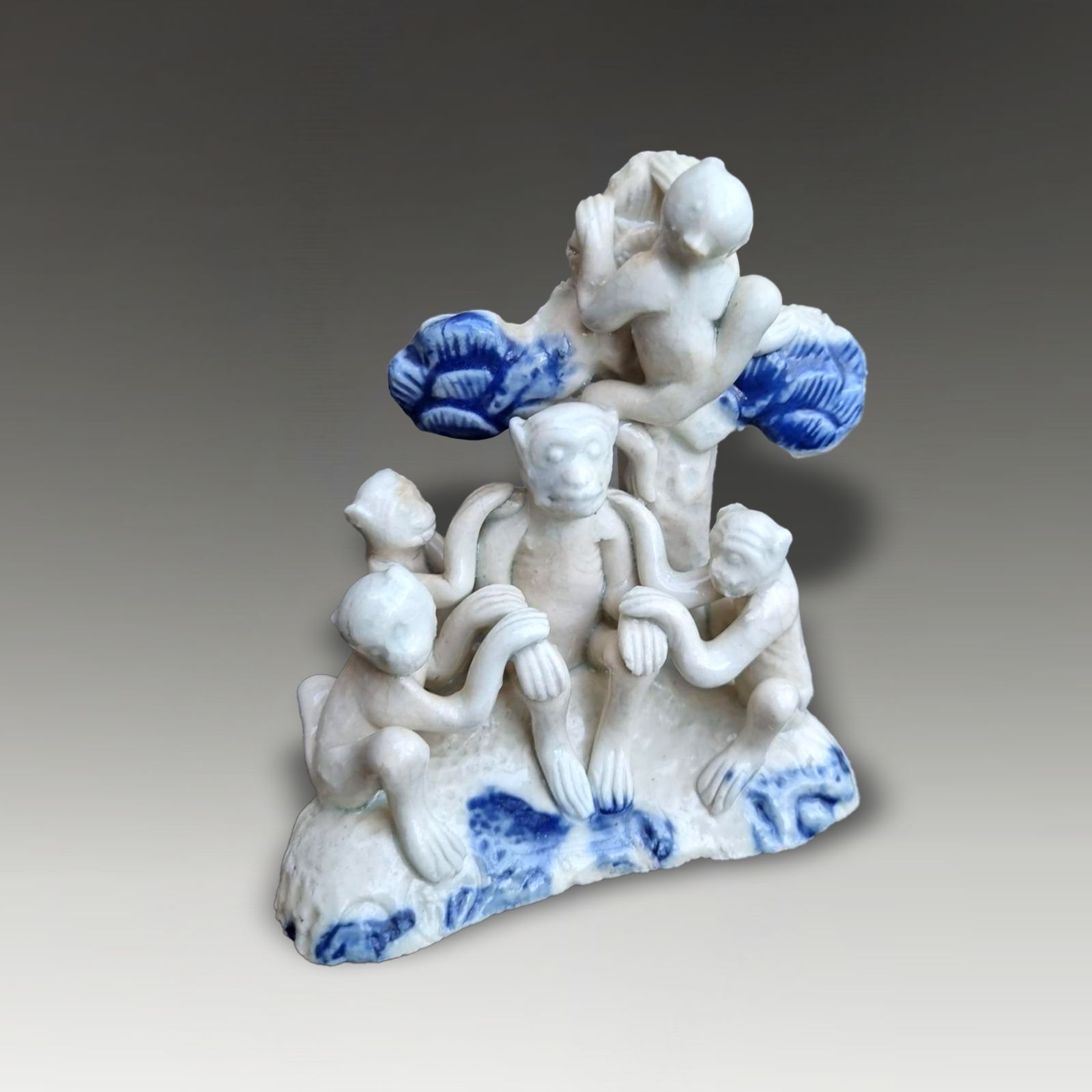 Japanese Hirado Monkey Group  Early Meiji Period Wonderful Quality 10cm Tall photo furniture