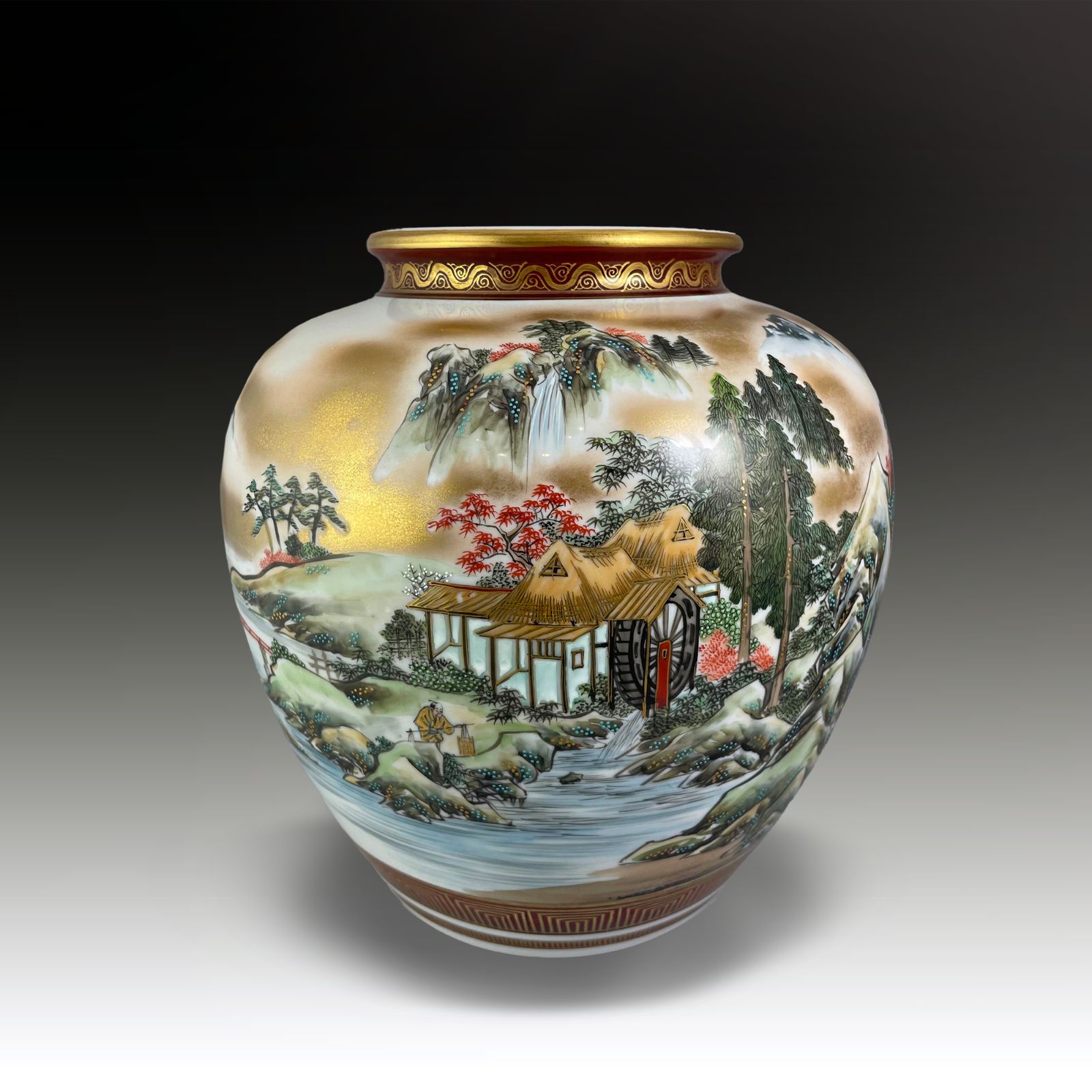 Japanese Kutani Large Vase Beautifully Decorated Taisho Period Perfect Condition photo furniture