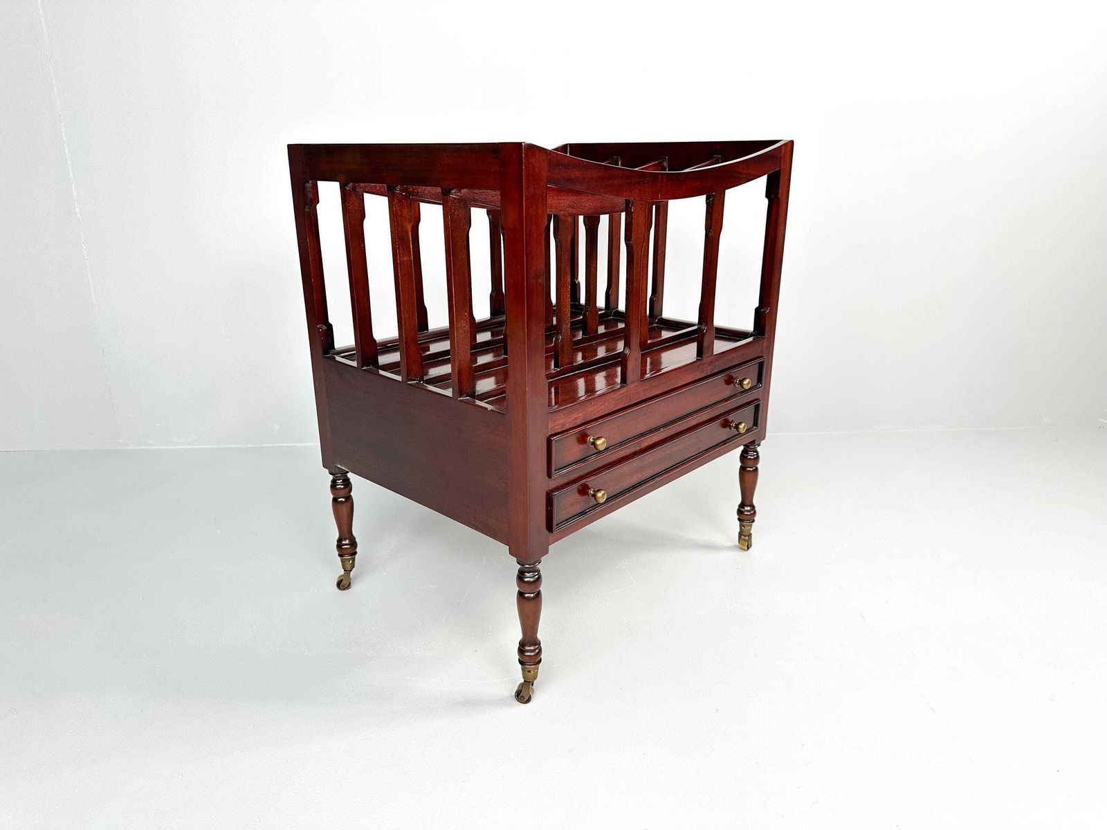 Vintage Mobile Magazine Rack With Walnut Veneer, England, Late 20th Century photo for sale