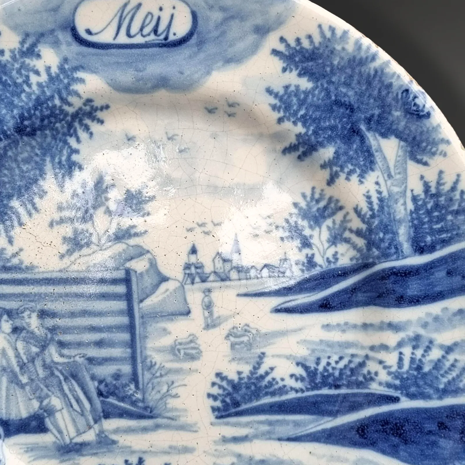 Delft Dish "De Porceleyne Bijl" Circa 1770  Months Series "Meij" Superb  24cmd photo 357.0