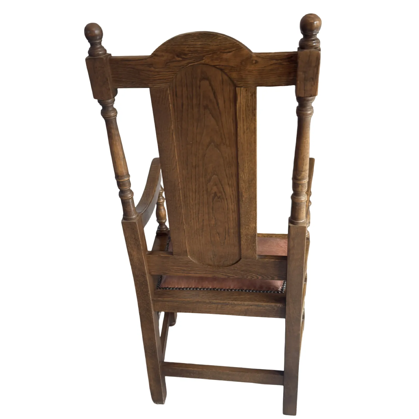 Set Of 2 Oak Panel Back Carver Dining Chair With Armrests Dark Brown Antique Style photo 280.0
