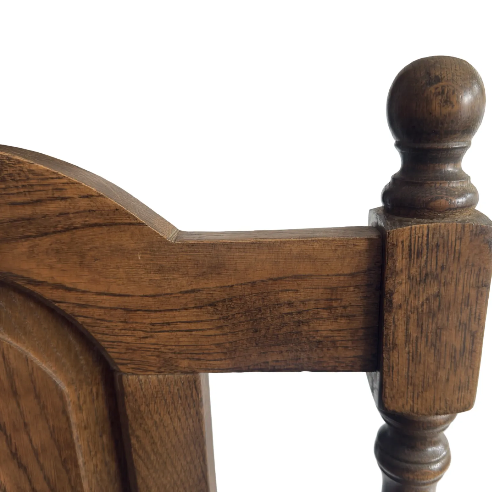 Set Of 2 Oak Panel Back Carver Dining Chair With Armrests Dark Brown Antique Style photo vintage