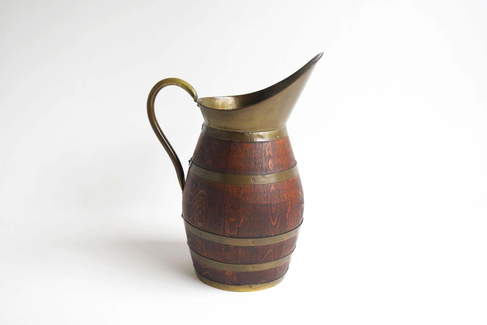 Antique French Copper And Oak Pitcher, Wine Jug Umbrella Holder 1900 Hallway photo furniture