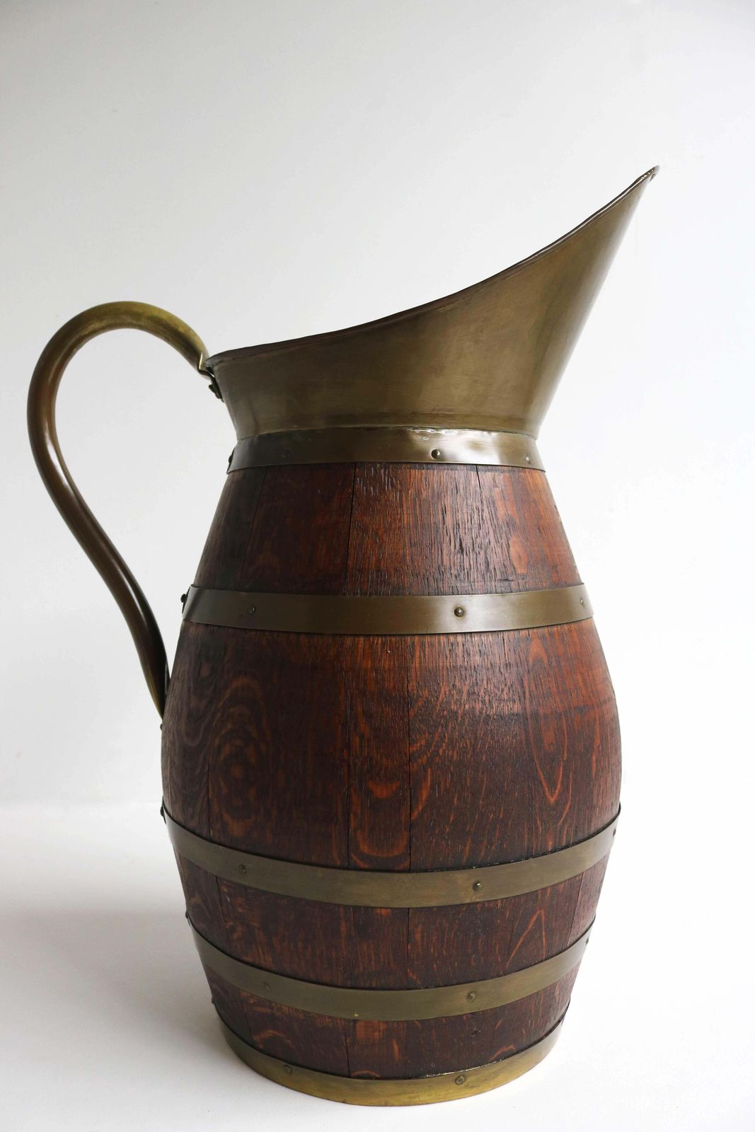 Antique French Copper And Oak Pitcher, Wine Jug Umbrella Holder 1900 Hallway photo Home Decor