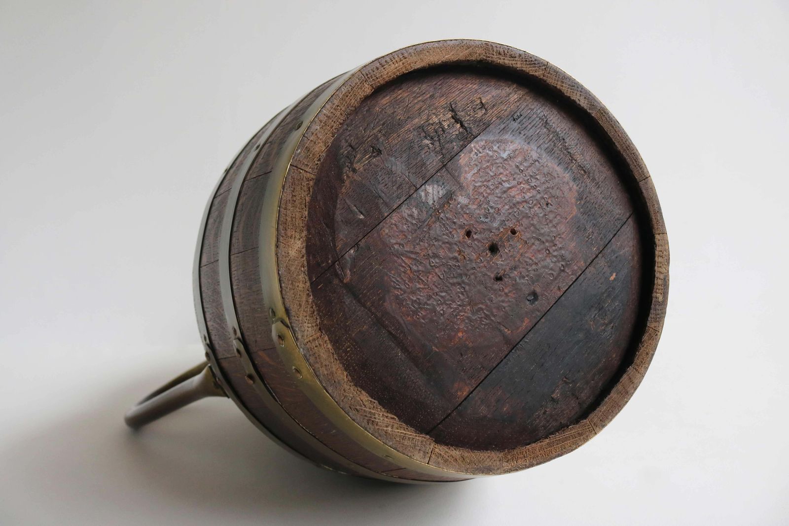 804.0 Antique French Copper And Oak Pitcher, Wine Jug Umbrella Holder 1900 Hallway photo