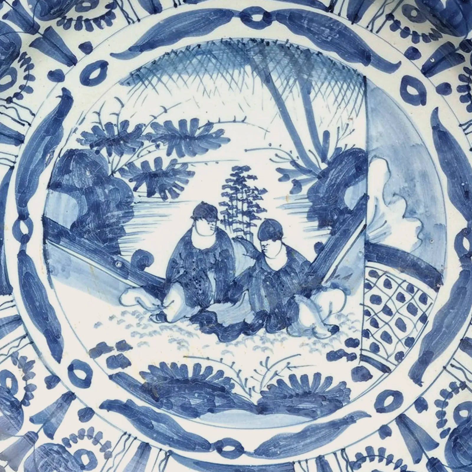 Delft  Early Kraak Charger Late 17th C English? Magnificent Quality 34cm D photo for sale