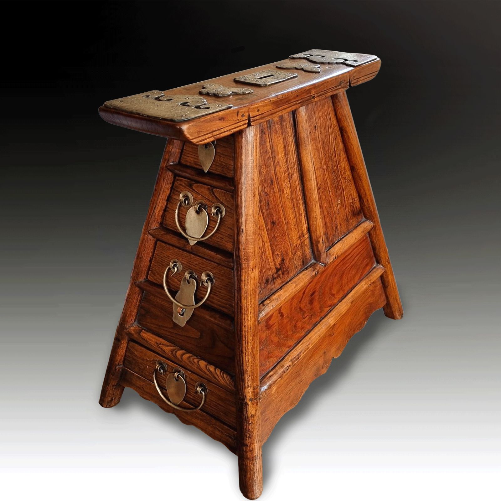 Antique Chinese Barbers Stool In Elm & Brass  Rare  Circa 1820 Superb Condition
