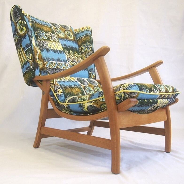 Scandi Style Lounge Chair, Restyled And Recovered In Vintage Fabric