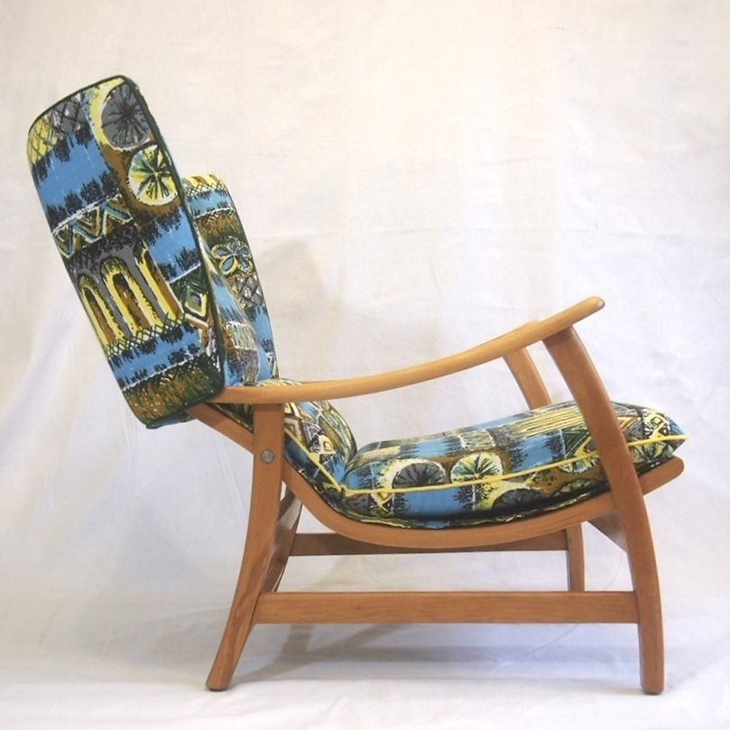 Scandi Style Lounge Chair, Restyled And Recovered In Vintage Fabric photo for sale