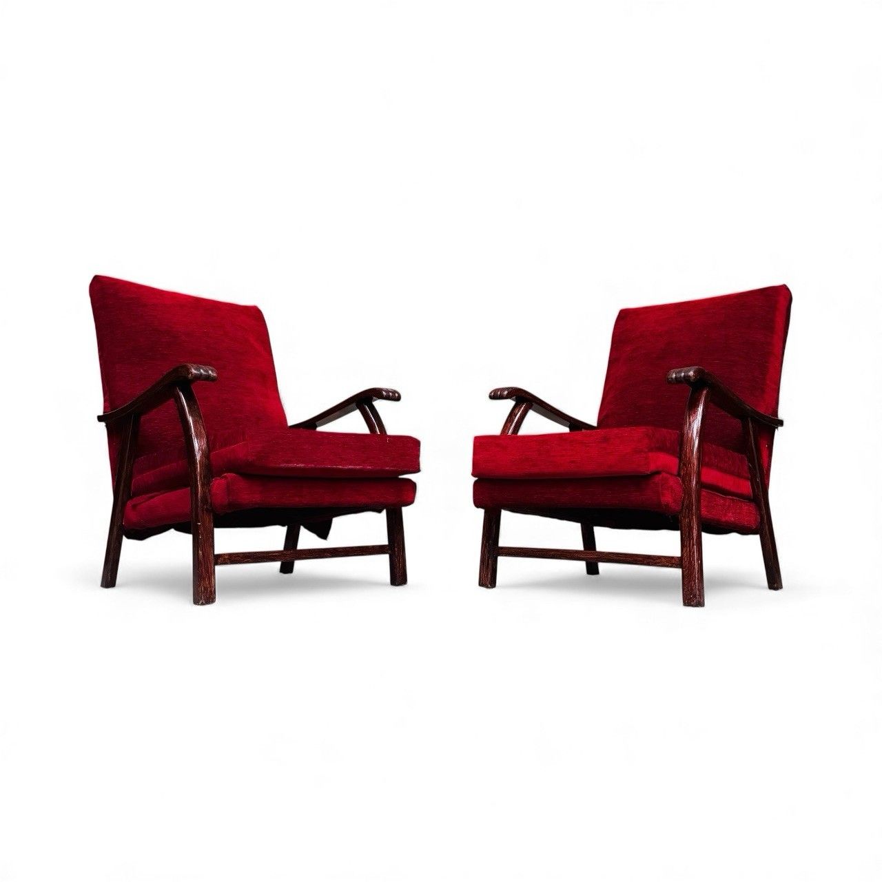 Pair Of Antique Oak Armchairs Art Deco C1930s Superior Quality photo for sale