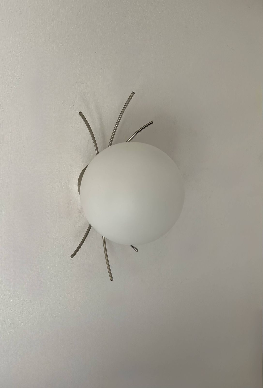 photo furniture Pair Of Vintage Wall Lights, Chrome And Opaline, France, 1970